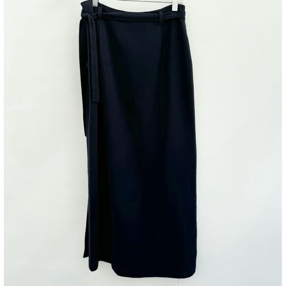 Tristan & Iseut Long Navy Wrap Skirt Fully Lined Size 9 Vintage - Picture 2 of 11